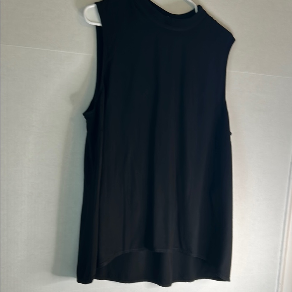 J Jill Sleeveless Mock Wide Arm Opening  High Low Hem Blk Blouse Sz XL Tall